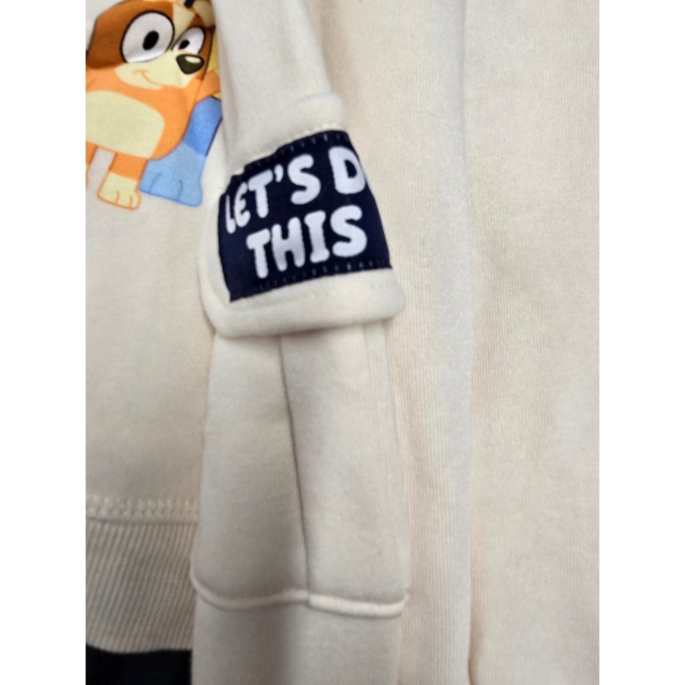 Bluey Kids 2-Piece Fleece Hoodie and Jogger Set Cream Tan Size 5T NWT - Picture 5 of 5